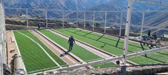 En Nazareno finaliza la construcción de un playón deportivo de primer nivel