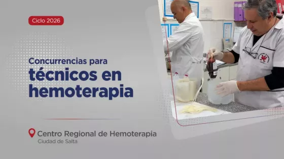 Convocan a concurrencias para Técnicos en Hemoterapia en el Centro Regional
