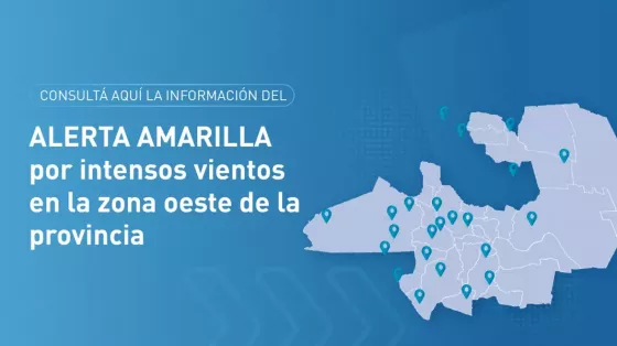 Alerta amarilla por vientos intensos para el sector oeste de la provincia