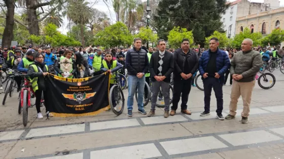 Integrantes de Motoristas de Emergencia Policial y de Seguridad Urbana peregrinaron hasta la Catedral Basílica