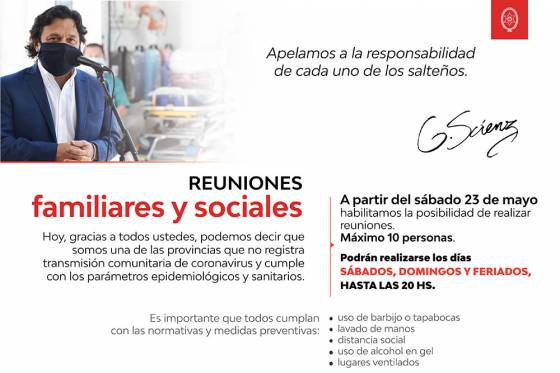 El Comité Operativo de Emergencia habilitó las reuniones familiares y sociales a partir de este fin de semana
