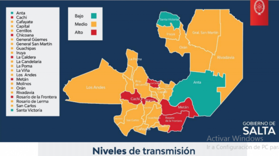 COVID-19: Actualización del mapa de riesgo sanitario en la provincia