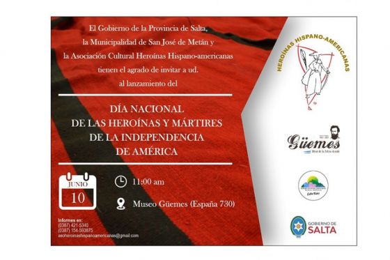 Hoy se presentará el Día Nacional de las Heroínas y Mártires de la Independencia de América