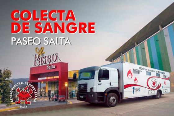 Mañana se realizará una nueva colecta de sangre en el Paseo Salta