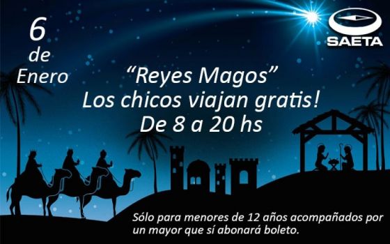 Hoy día de Reyes, los chicos viajan gratis en SAETA