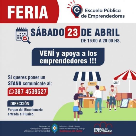 Feria de emprendedores de toda la provincia en el parque Bicentenario