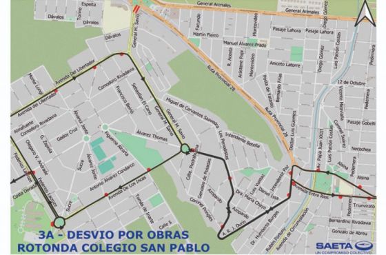 Por obras en Avenida Savio se desviarán el 3A, 3 TNO, 4E y 7 San Lorenzo