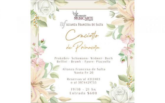 Alianza Francesa de Salta y Fundación Musicarte presentan Concierto de Primavera