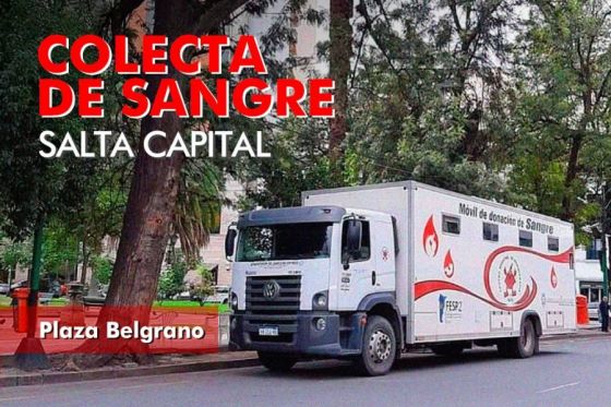 Hoy se colectará sangre de todo grupo y factor en la plaza Belgrano