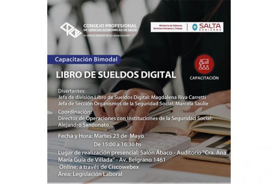 Capacitarán a profesionales de la economía sobre “Libro de Sueldos Digital”