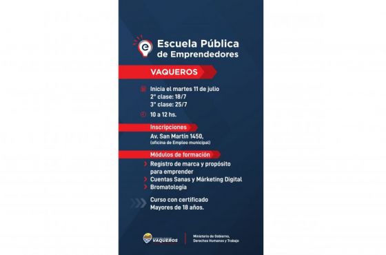 Inscripciones abiertas para la Escuela Pública de Emprendedores en Vaqueros