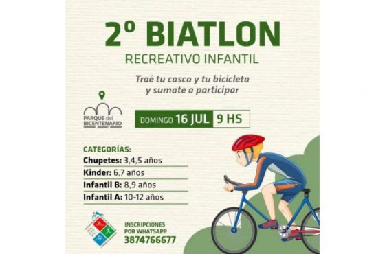 En el Parque del Bicentenario se realizará el 2do Biatlón recreativo infantil