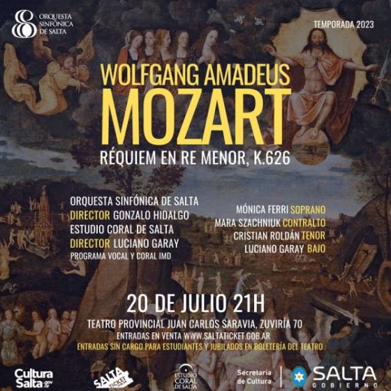La Orquesta Sinfónica de Salta y el Estudio Coral de Salta presentan: REQUIEM, de Wolfgang Amadeus Mozart