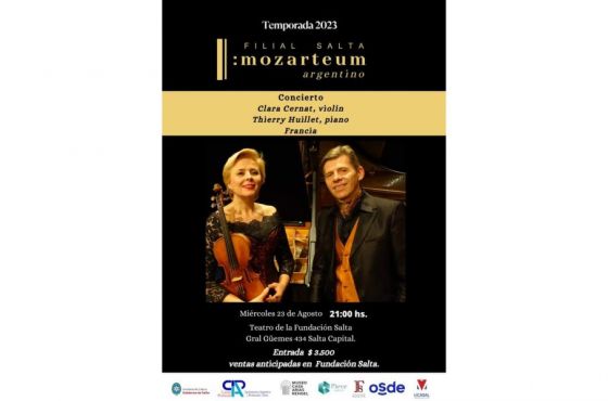 Mozarteum Argentino – Filial Salta presenta concierto de Violín y Piano como parte de su Temporada 2023