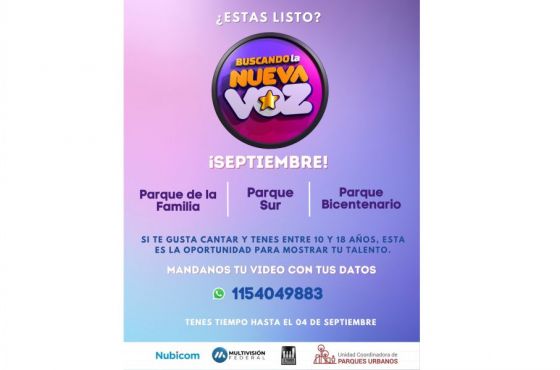 Enviá tu video al concurso de canto en los Parques Urbanos