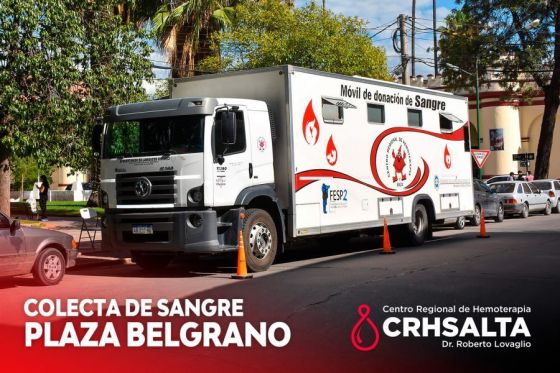 Hoy se colectará sangre en la plaza Belgrano