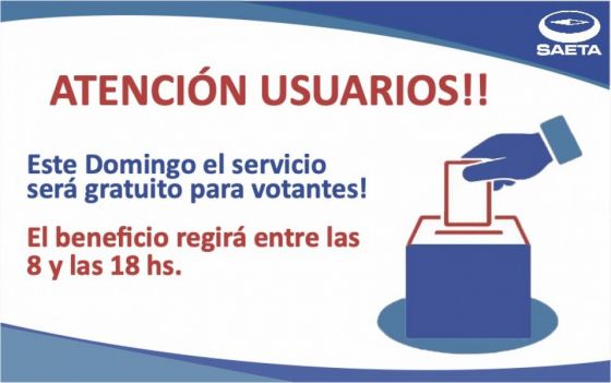 Saeta: hoy el servicio será gratuito para votantes